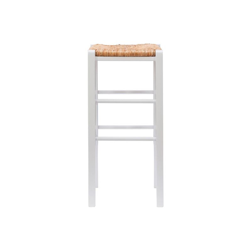 Set of 2 Gianna Backless Handwoven Rush Seat Barstools White - Linon: Solid Wood, 29" Height