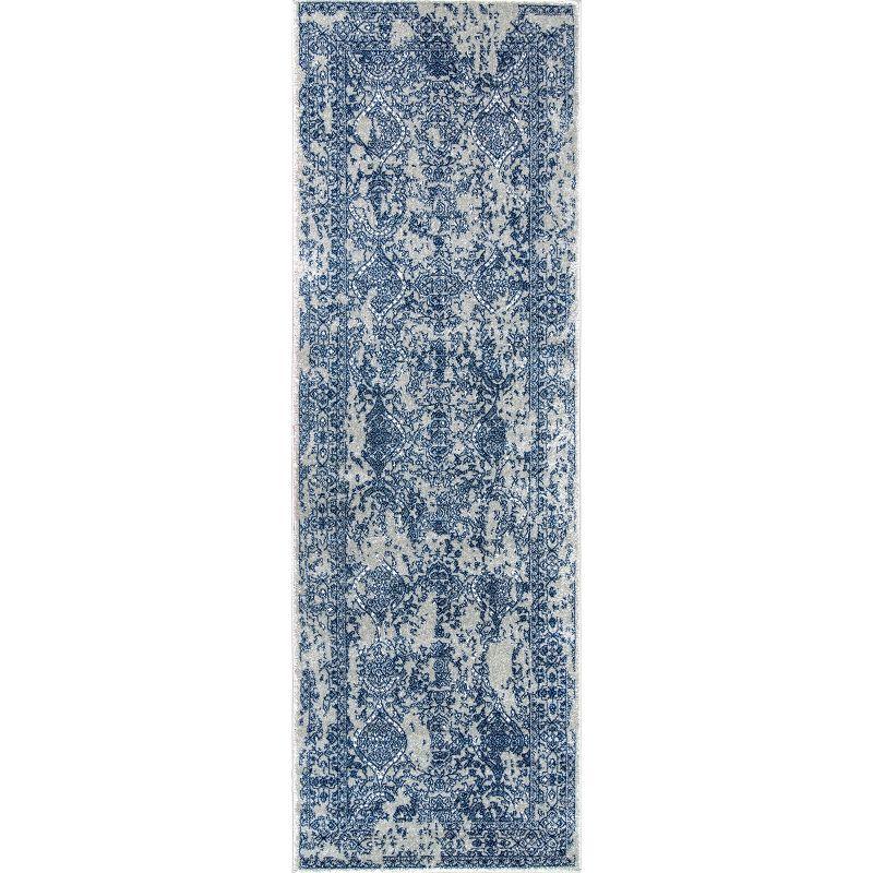 Nuloom Odell Oriental/Persian 2x10 Runner Indoor Area Rug for Living Room Bedroom Dining Room Entryway Hallway Kitchen, Blue/Ivory