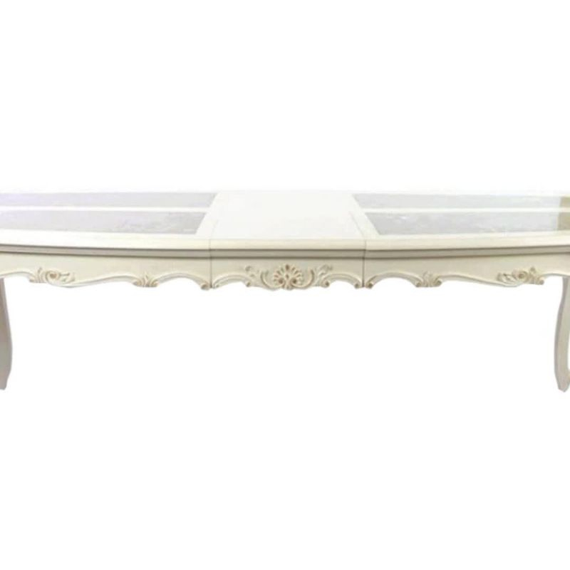 Chantelle 96" Dining Tables Marble Top and Pearl White - Acme Furniture