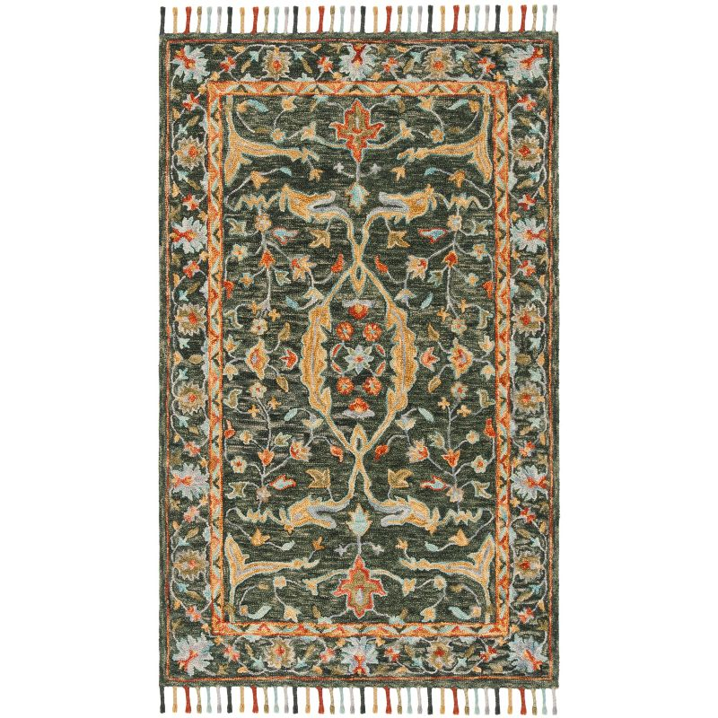 Aspen APN116 Hand Tufted Area Rug - Olive/Rust - 4' X 6' - Safavieh.