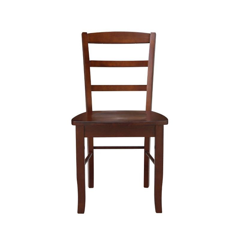 Set of 2 Madrid Ladderback Chairs Espresso - International Concepts: Rubberwood Frame, Mid-Century Modern Style