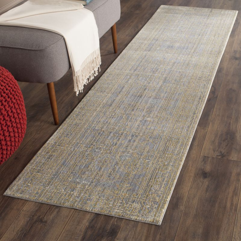 Valencia VAL104 Power Loomed Indoor Runner Rug - Grey/Gold - 2'3"x8' - Safavieh