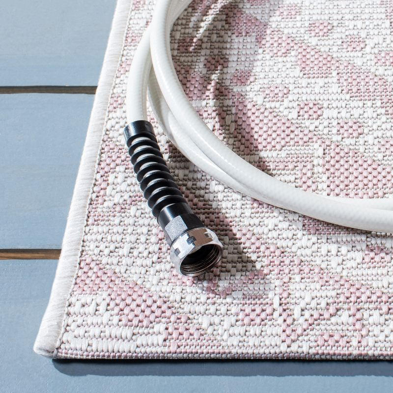 Courtyard CY8734 Power Loomed Indoor and Outdoor Accent Rug - Ivory/Soft Pink - 2'x3'7" - Safavieh