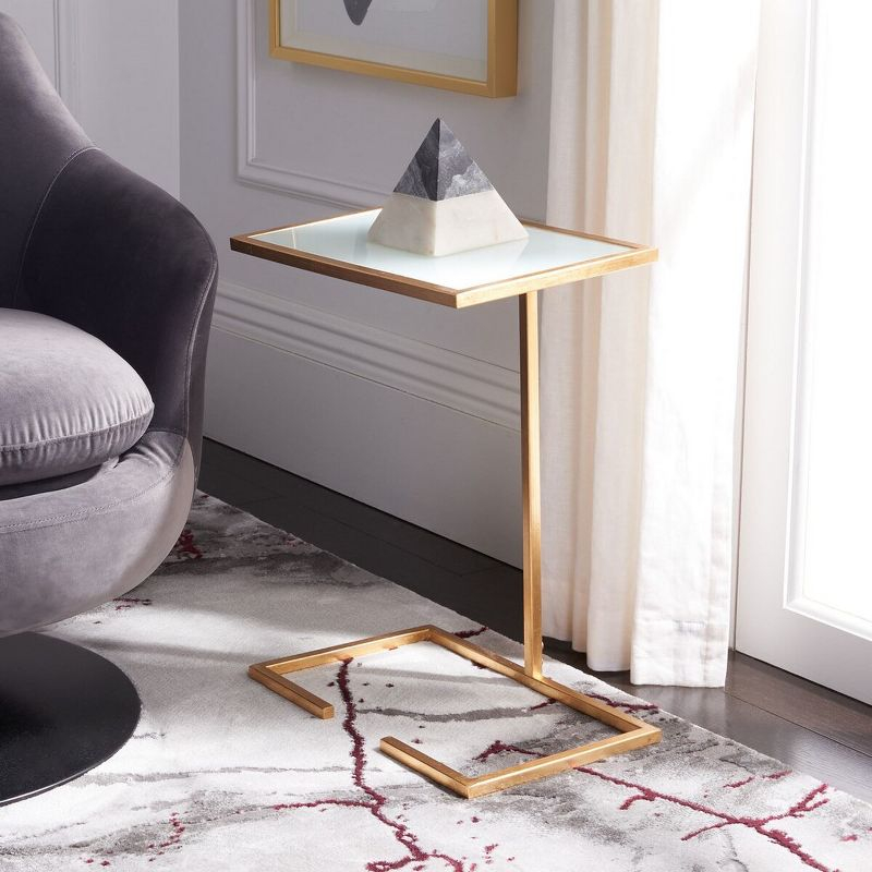Neil Gold Leaf Accent Table - Gold/White Glass - Safavieh.