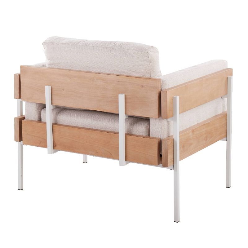 Kari Accent Chair White/Natural/Cream - LumiSource: Upholstered Polyester, Steel Frame, Removable Cushions