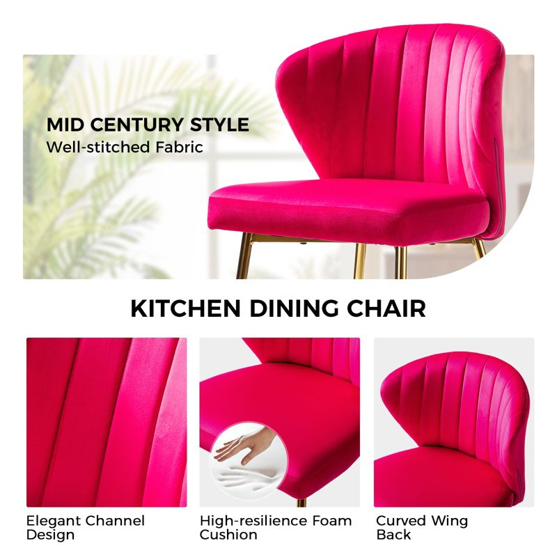 Isaac Velvet Accent Dining Chair Set of 2 | Karat Home - Fuchsia