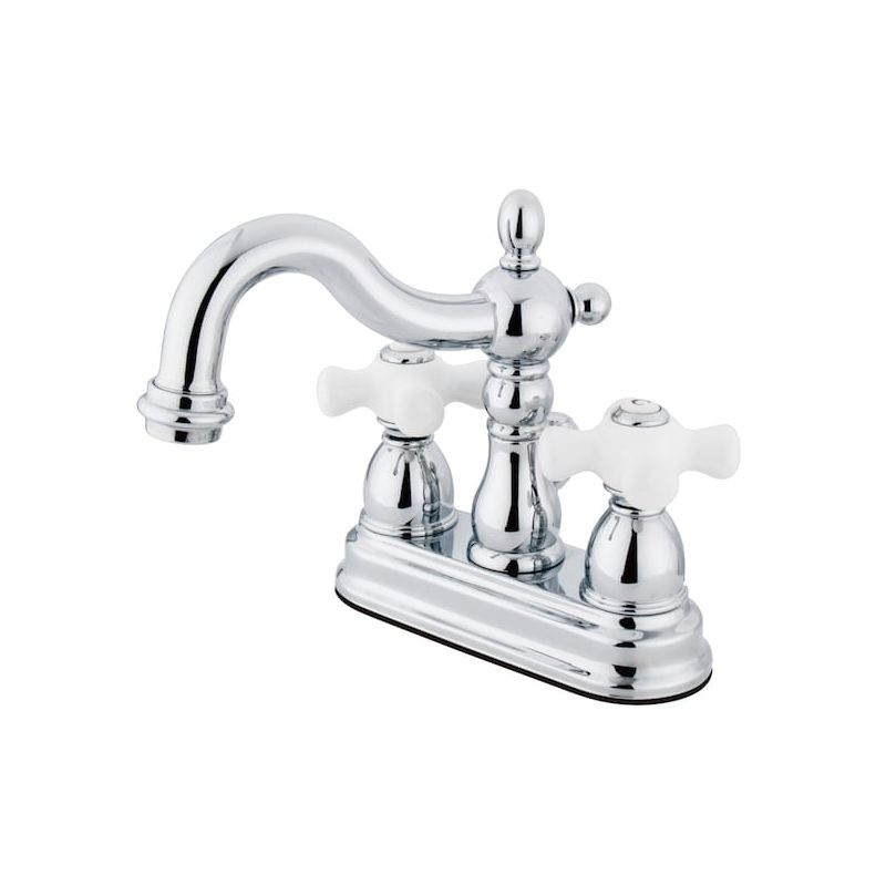 Kingston Brass Heritage Two-Handle 3-Hole Deck Mount 4" Centerset Bathroom Faucet with Plastic Pop-Up