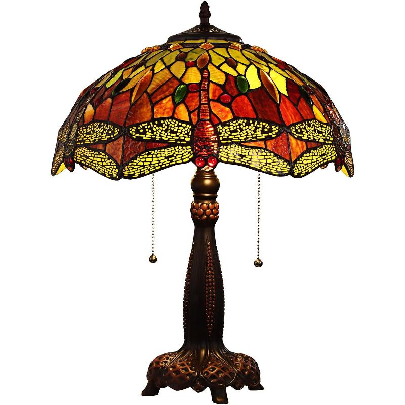 Chloe Lighting "Empress" Tiffany-Style Dragonfly 2 Light Table Lamp 16 Inch Shade