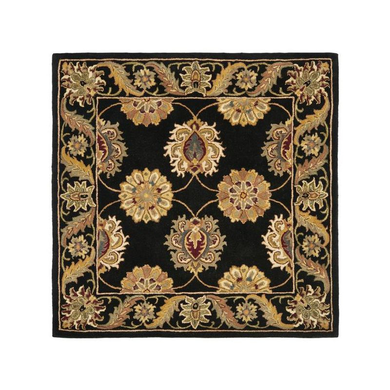 Heritage HG314 Handmade Area Rug - 8'x8' - Black - Safavieh