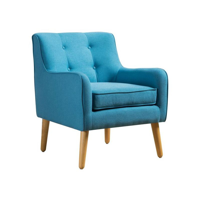 Felicity Mid-Century Armchair Teal: Upholstered, Tufted, Wooden Legs - Christopher Knight Home