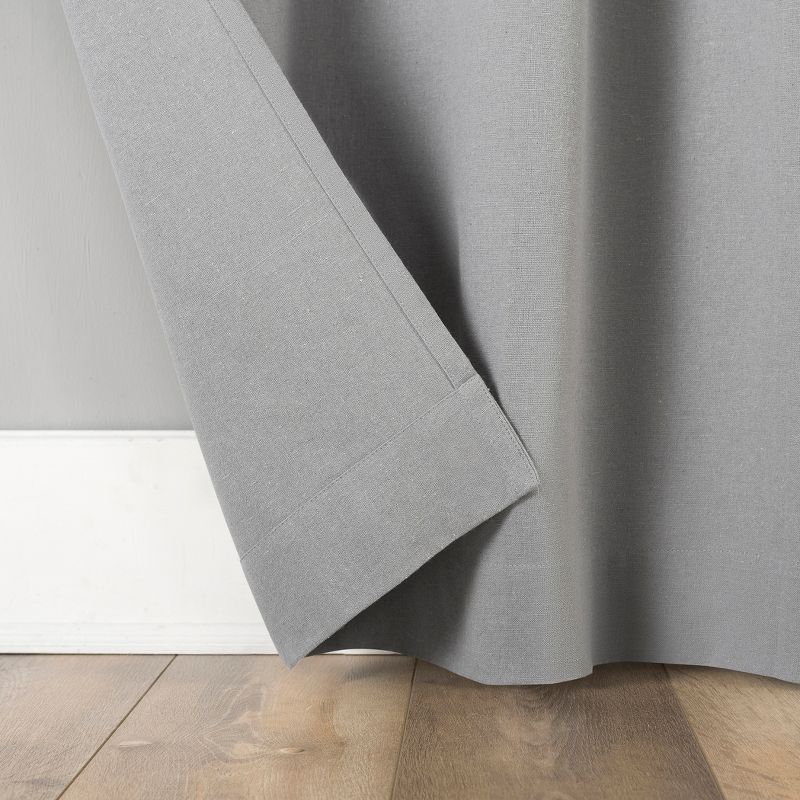 40"x63" Archaeo Light Filtering Cotton Blend Button Tab Top Curtain Panel Gray: Transitional Indoor Curtain