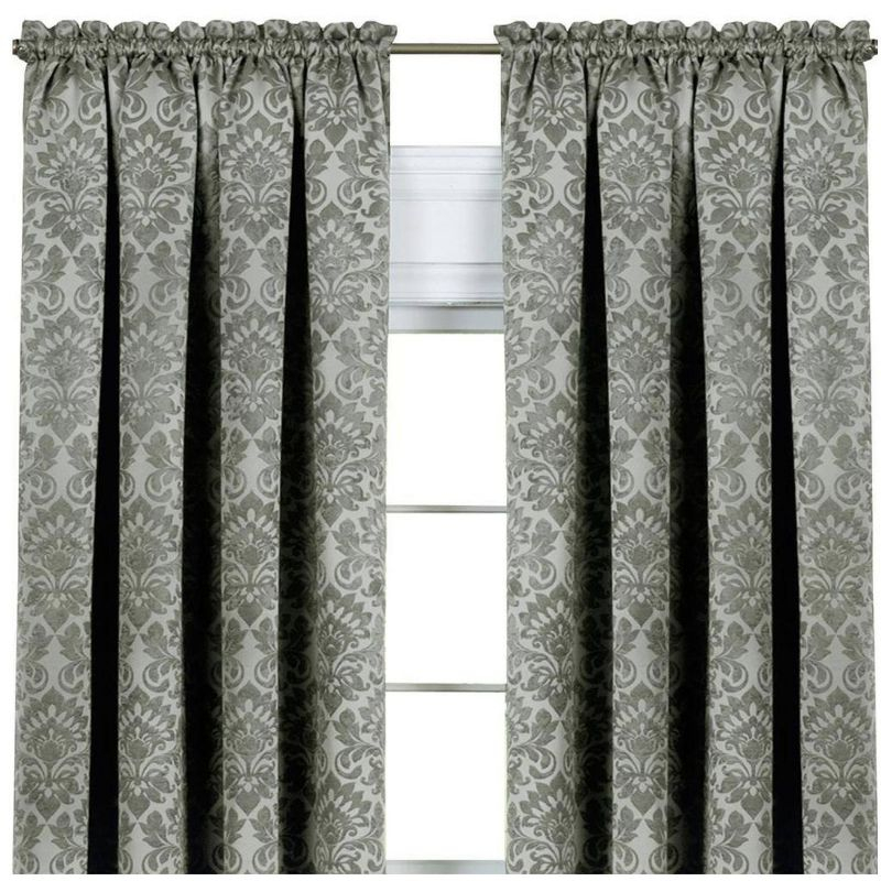 Kate Aurora Royal Living 2 Piece Rod Pocket Damask Design 95% Blackout Curtain Panels - 84 in. Long - Sage