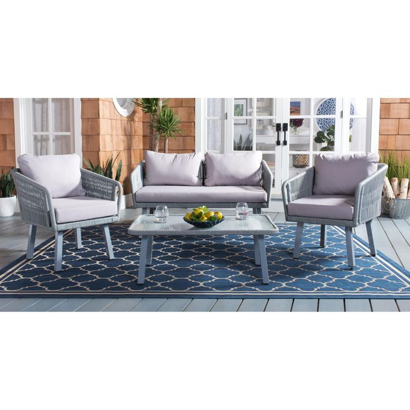 Kerson 4 Piece Rope Living Set - Indoor/Outdoor - PAT7519 - Grey/Grey - Safavieh
