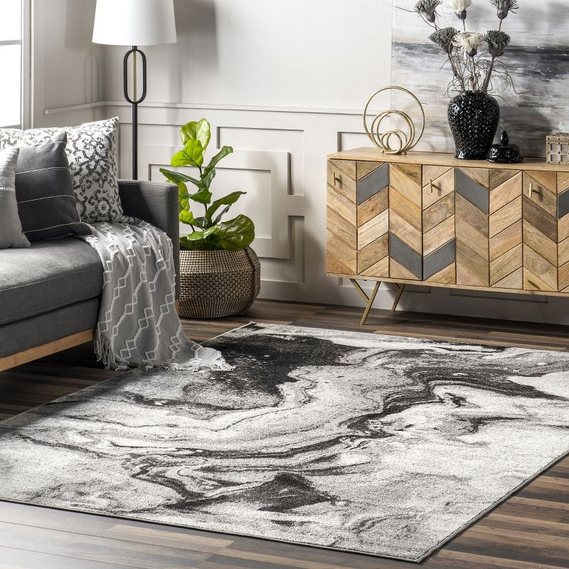 Nuloom Remona Abstract 5x8 Indoor Area Rug for Living Room Bedroom Dining Room Kitchen, Grey/Ivory