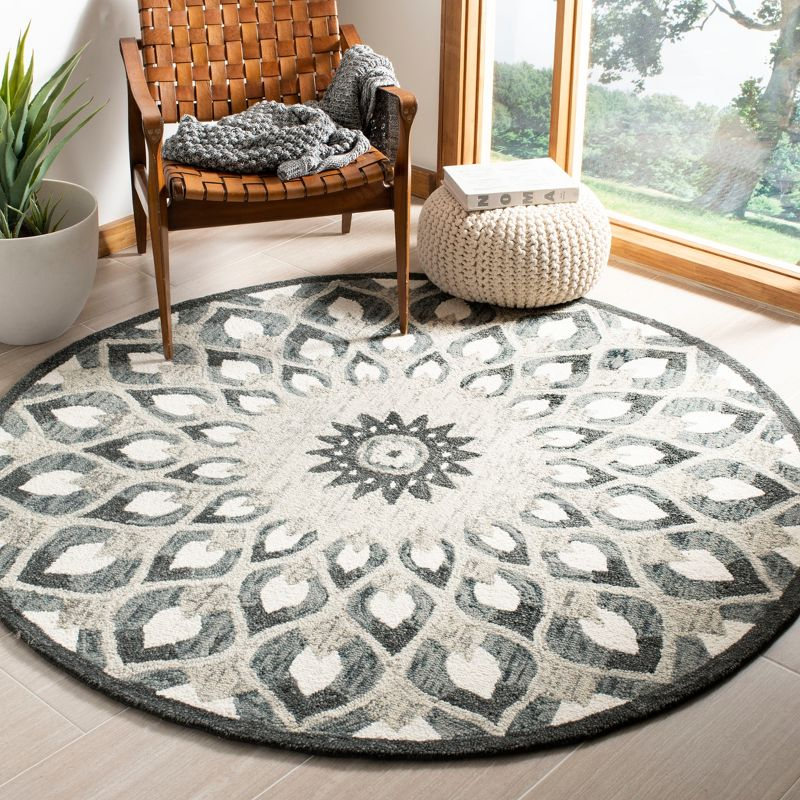 Novelty NOV603 Hand Tufted Area Rug - Charcoal/Ivory - 6' Round - Safavieh.