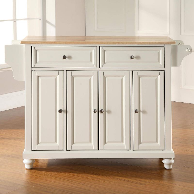 Cambridge Natural Wood Top Kitchen Island White - Crosley: Adjustable Shelves, Towel Bar, Storage Cabinets