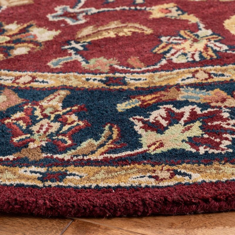 Classic CL362 Hand Tufted Area Rug - Burgundy/Navy - 6' Round - Safavieh.