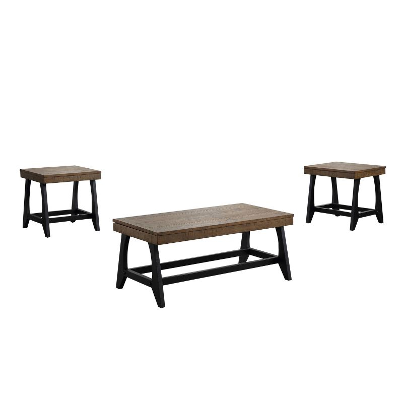 3pc Ralston Occasional Set Caramel/Black - Steve Silver Co.: Lift-Top Table, Nesting End Tables