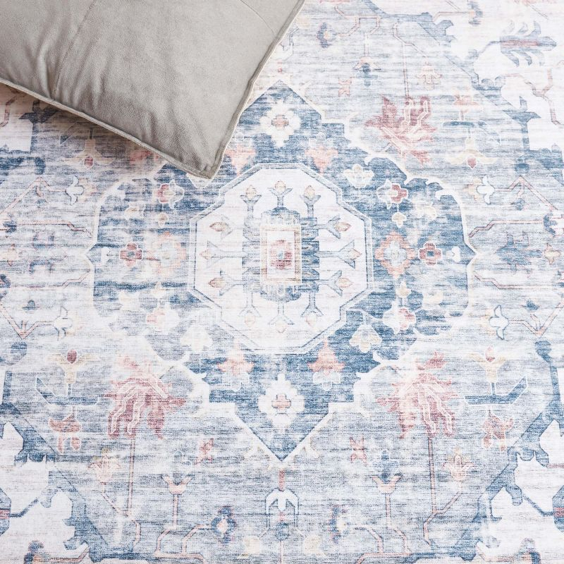 Arizona ARZ517 Power Loomed Machine Washable Area Rug - Light Blue/Ivory - 6' Round - Safavieh.