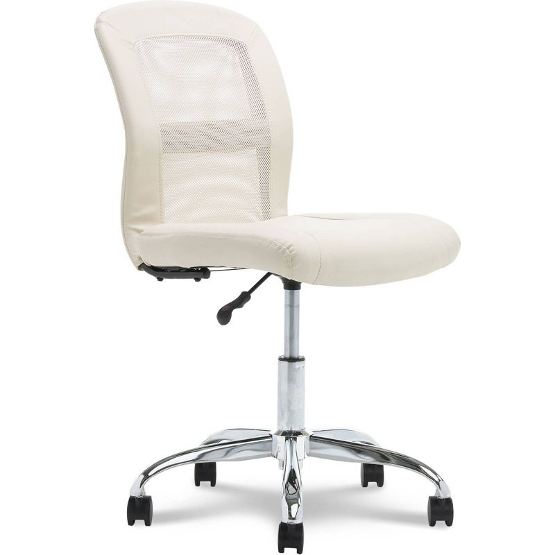Essentials Computer Chair Inspiration Cream - Serta: Armless, Adjustable, Bonded Leather, 275 lbs Capacity