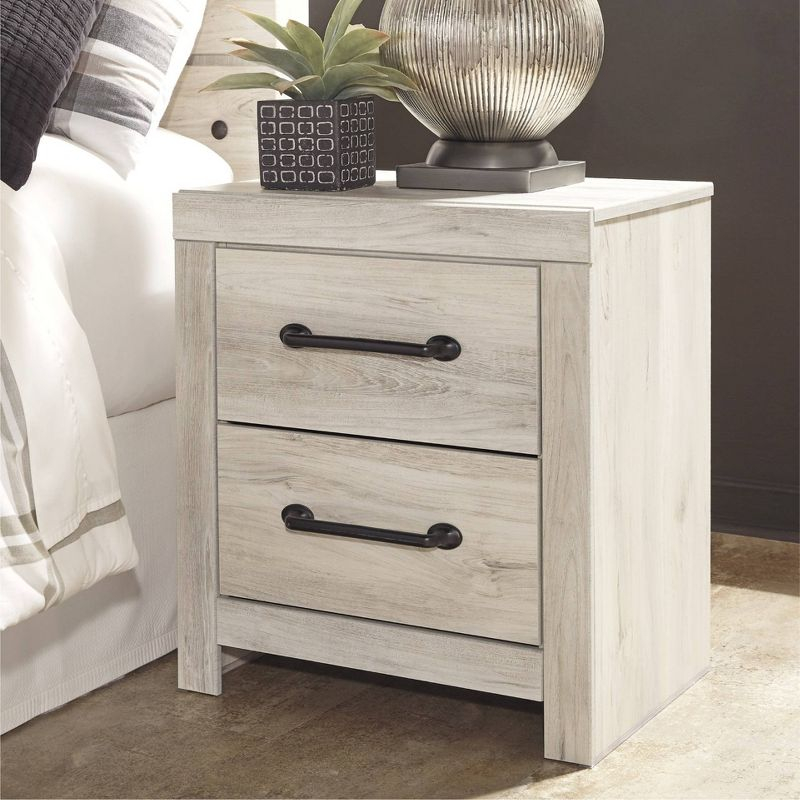 Cambeck Nightstand White - Signature Design by Ashley: Industrial Style Bedside Table with USB Ports & Storage