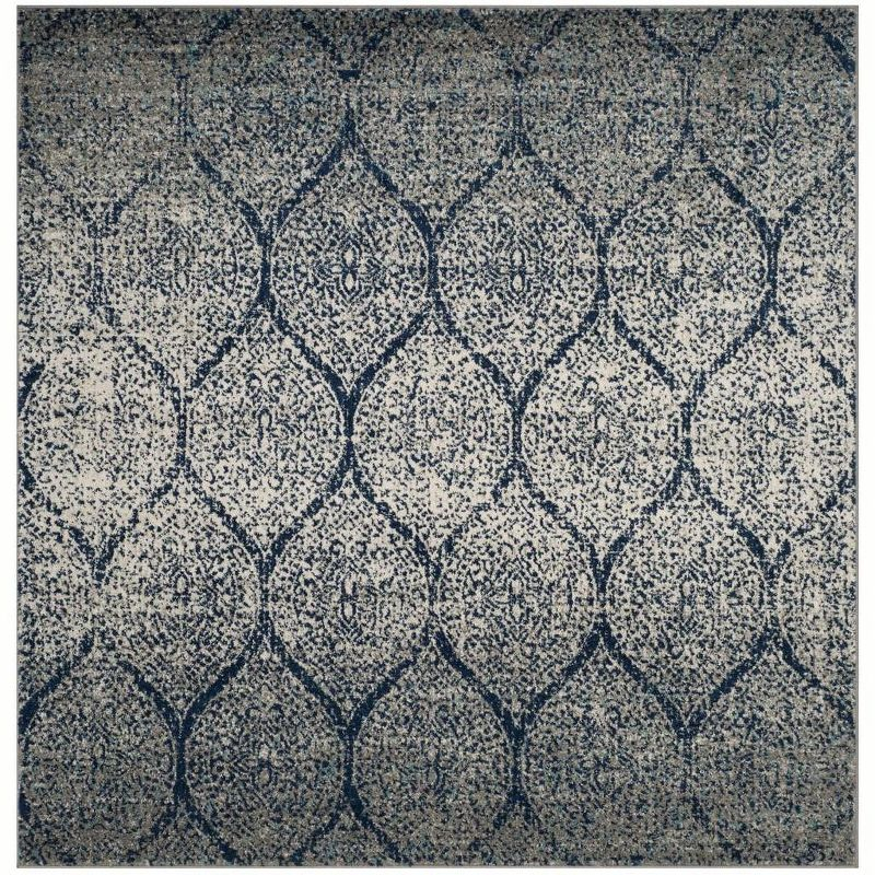 Madison MAD604 Power Loomed Indoor Area Rug - Navy/Silver - 4'x4' - Safavieh