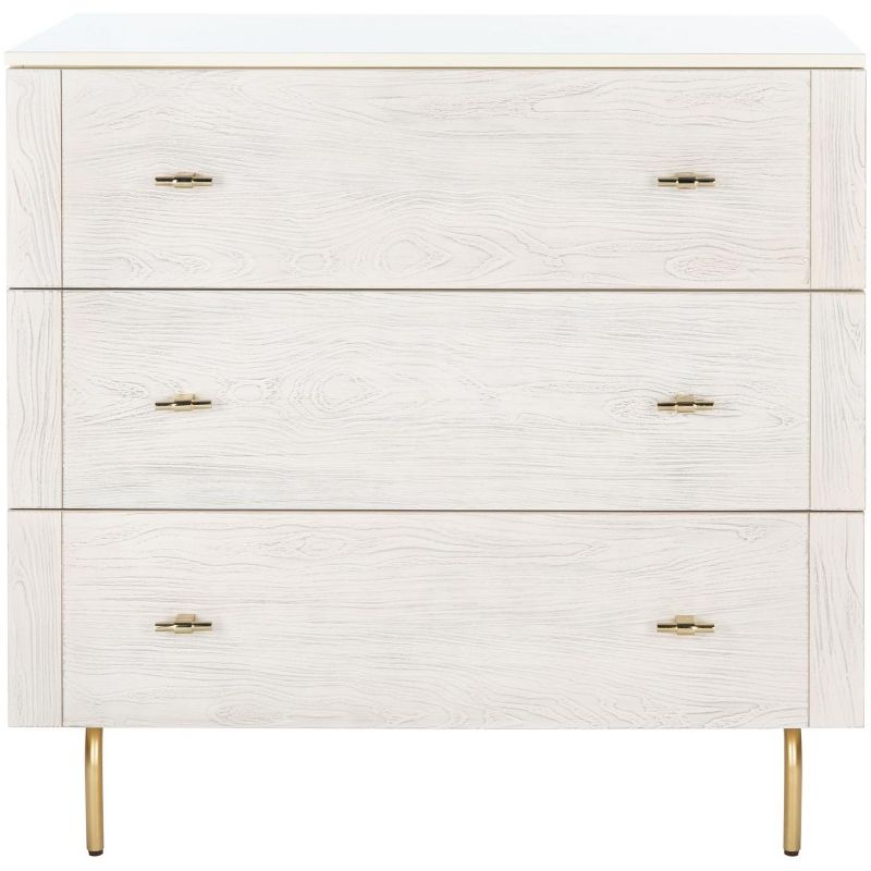 Genevieve 3 Drawer Dresser - DRS5000 - Cream/White Washed - Safavieh