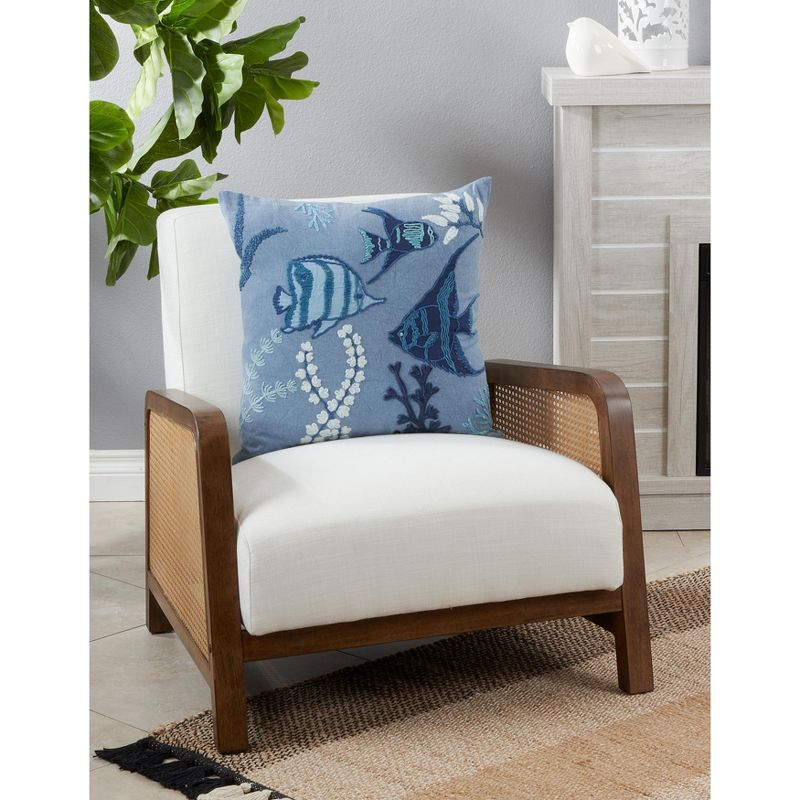 Saro Lifestyle Down-Filled Throw Pillow With Stonewashed Fish Design