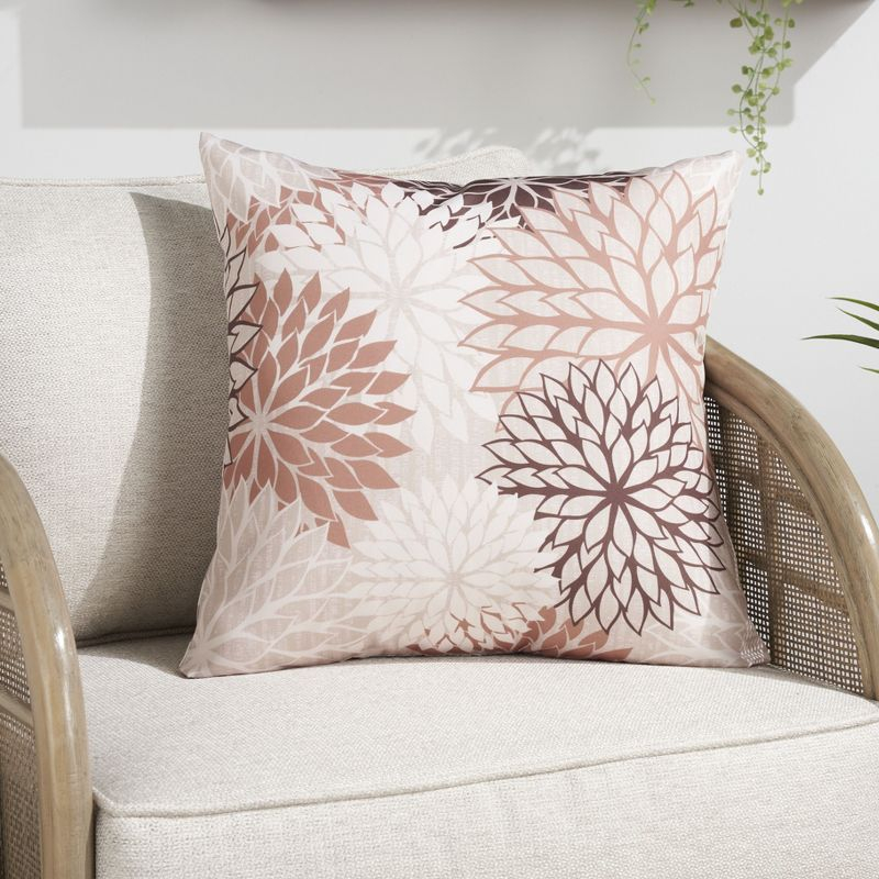 Mina Victory Aloha Floral Tropical Outdoor Throw Pillow Natural 20" x 20"