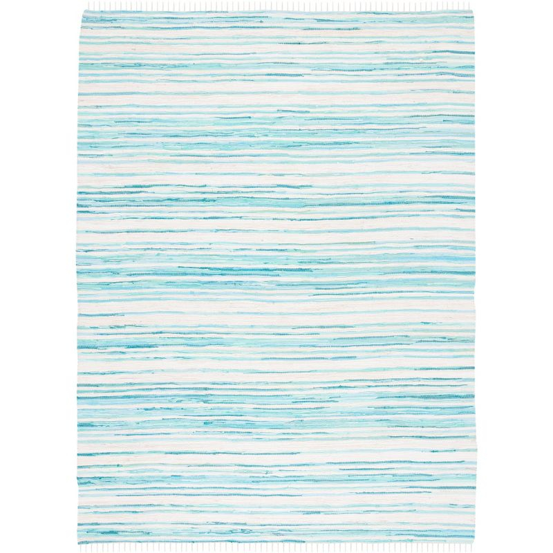 Rag Rug RAR126 Hand Woven Indoor Area Rug - 9'x12' - Ivory/Green - Safavieh