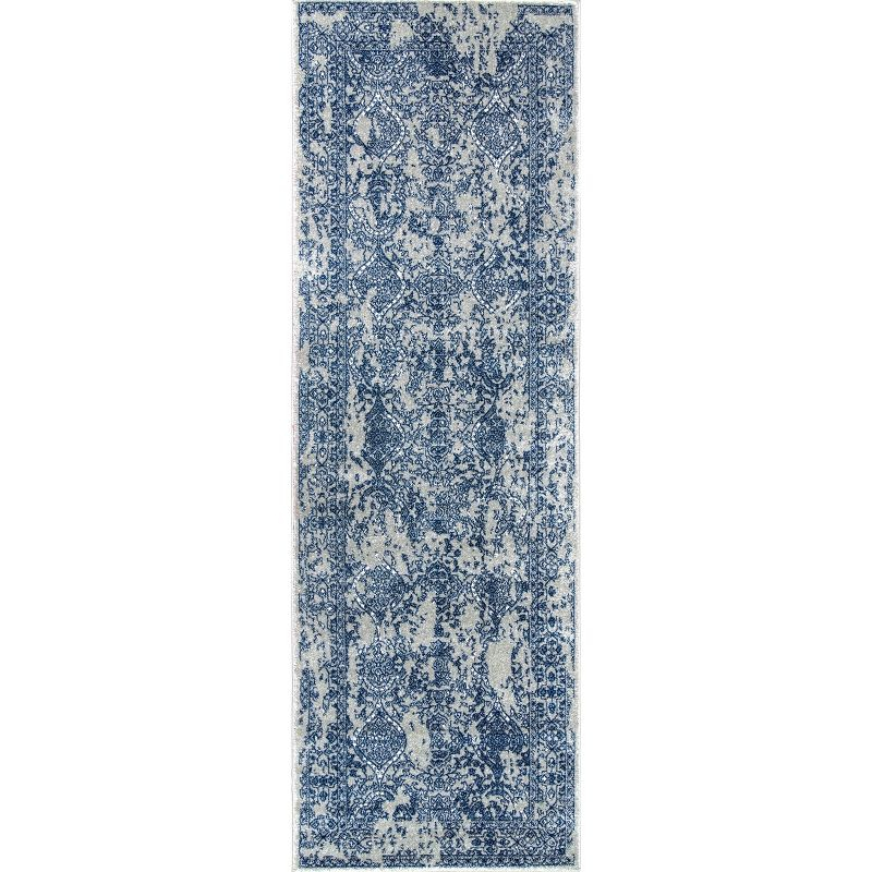 Nuloom Odell Oriental/Persian 2x10 Runner Indoor Area Rug for Living Room Bedroom Dining Room Entryway Hallway Kitchen, Blue/Ivory