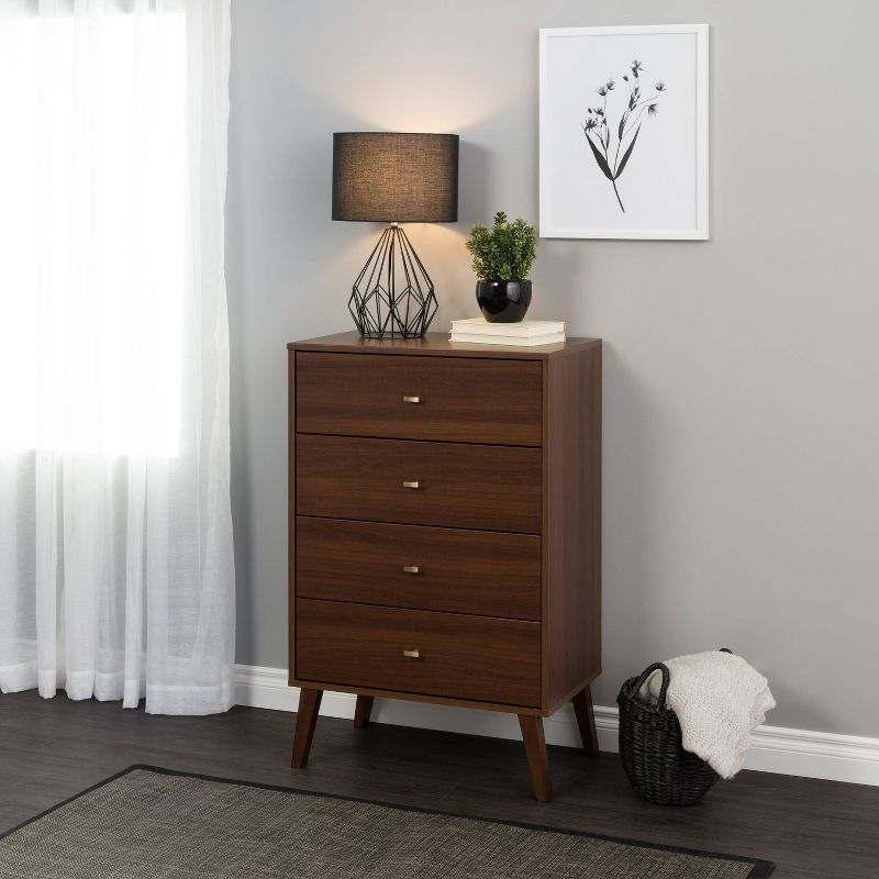 Milo Mid Century Modern 4 Drawer Chest Cherry - Prepac: Sleek Bedroom Storage Solution