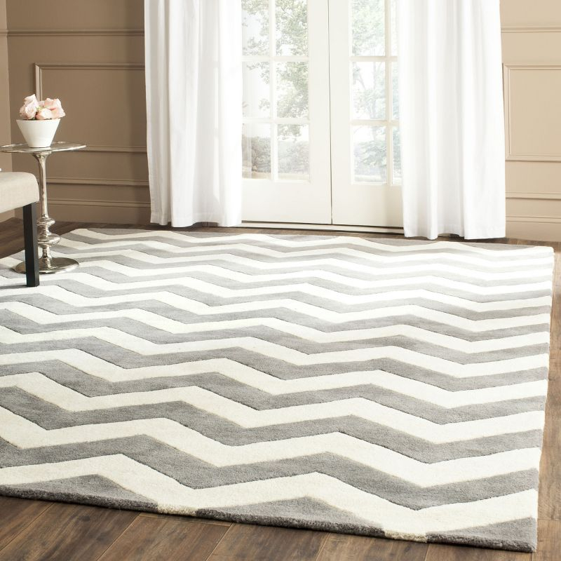 Chatham CHT715 Tufted Indoor Area Rug - Dark Grey/Ivory - 10'x14' - Safavieh