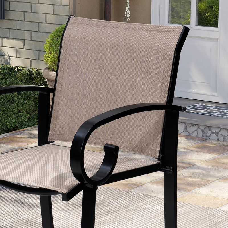 Crestlive Products Sunbrella Outdoor Bar Stool Set of 2 Aluminum Patio Counter Height Barstools Oyster