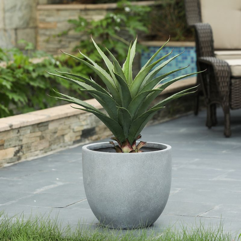 LuxenHome Round Tapered 12.2" H Flower Pot Planter Gray