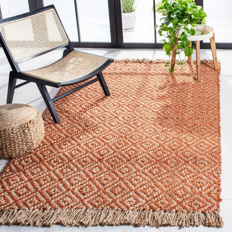 Natural Fiber NF266 Hand Woven Indoor Area Rug - Orange/Natural - 4'x6' - Safavieh.
