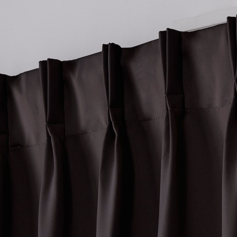 Set of 2 84"x52" Sateen Pinch Pleat Woven Blackout Back Tab Window Curtain Panel Brown: Thermal Insulated, Room Darkening