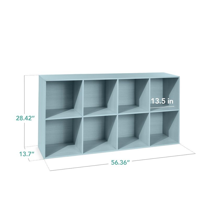 Best Choice Products 8-Cube Bookshelf, 13.5in Display Storage System, Organizer w/ Removable Back Panels - Light Blue