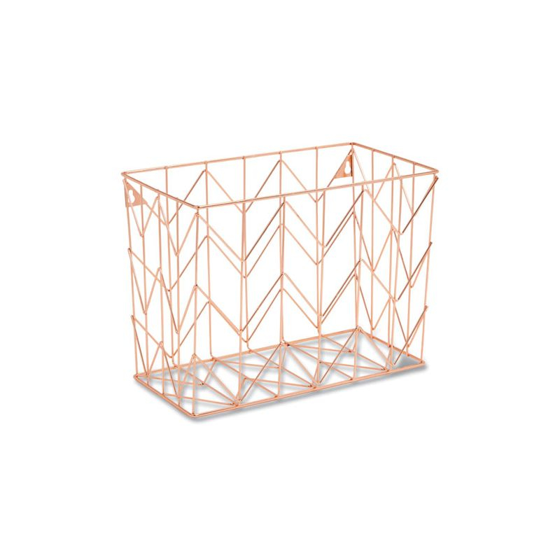 U Brands Letter-Size Desktop Fashion Filing Set, Rose Gold, (1) Rack, (3) Hanging Folders, (3) File Folders, (2) Trays,(1) Mail Sorter