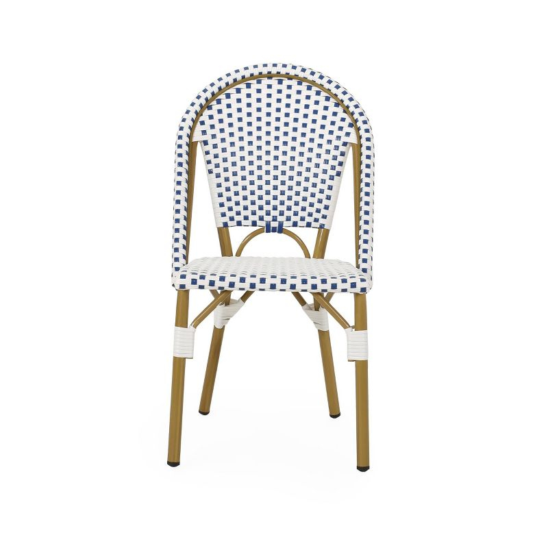 Christopher Knight Home Elize 4pk Outdoor French Cafe Chairs - Blue/White/Bamboo