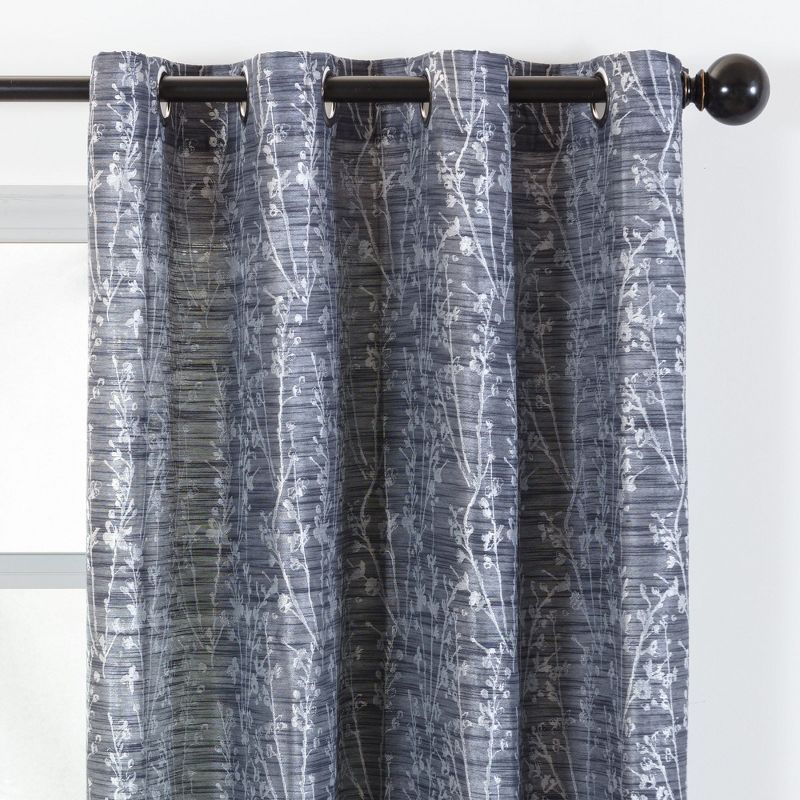 Chanasya 2pk Jacquard Floral Partial Room Darkening Grommet Window Curtain Panels - Set of 2 - 52 x 84 Inches Long - Dark Blue