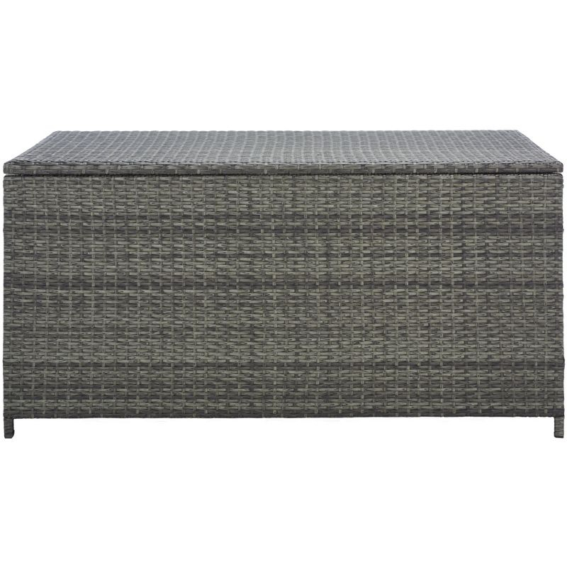 Oliveira Outdoor Cushion Deck Box - Grey Brown/White Cushion - Safavieh
