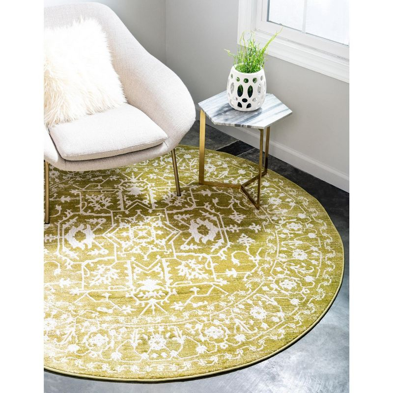 Unique Loom New Classical Collection Area Rug - Olympia (8'  Round Light Green/Ivory)