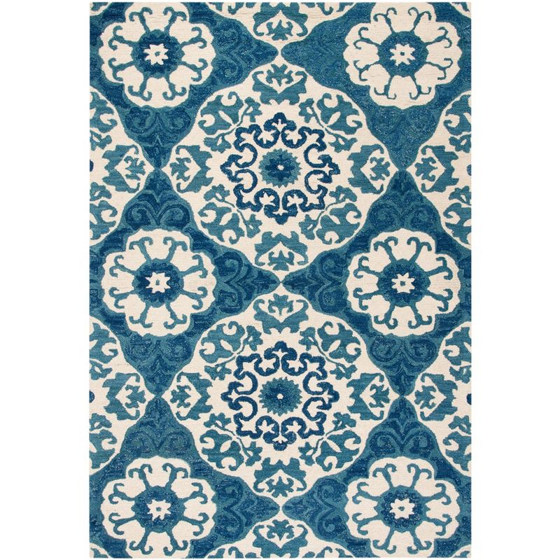 Roslyn ROS525 Hand Tufted Area Rug - Blue/Ivory - 6'x9' - Safavieh.