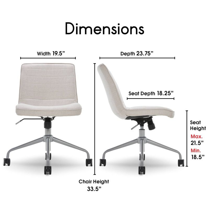 Adelaide Task Chair French Ivory - Adore Decor: Sturdy, Swivel, Adjustable Height, Metal Legs