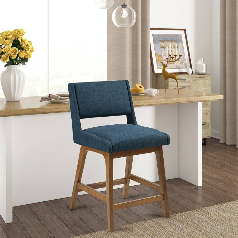 36.25" Boomerang Counter Height Barstool Navy - Ink+Ivy