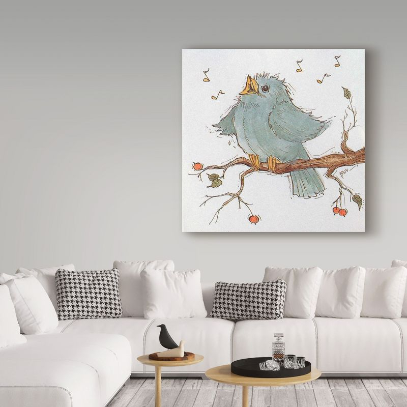 Trademark Fine Art -Beverly Johnston 'Blue Song Bird' Canvas Art - 18''x18''