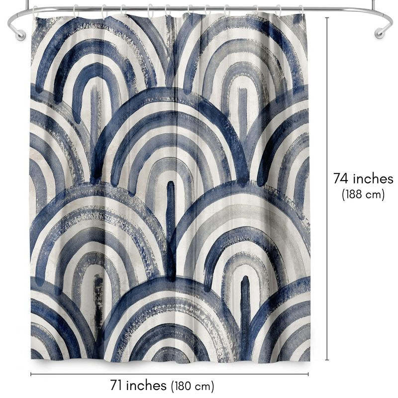 71x74 Blue Abstract Shower Curtain - 100% Polyester - Water-Resistant Bath Curtain