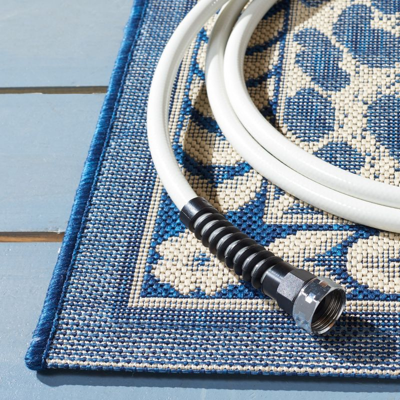 Courtyard CY6100 Power Loomed Indoor/Outdoor Area Rug - Navy/Beige - 4'x5'7" - Safavieh.