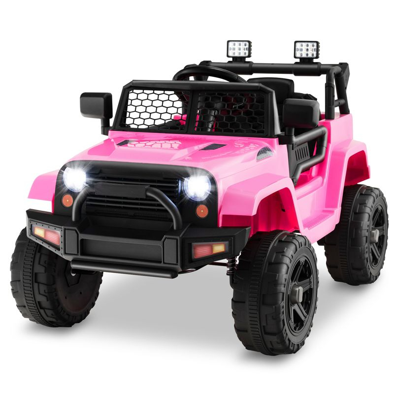 Costway 12V Kids Ride On Car Electric Vehicle Jeep with Parental Remote Music Horn Headlights Slow Start Function Pink